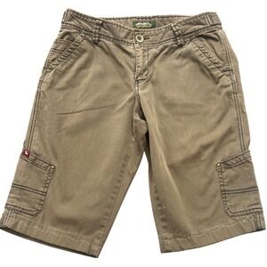 Eddie Bauer Womens 6 Cargo Shorts Olive Brown Utility Hiking Outdoor‎ Stretch